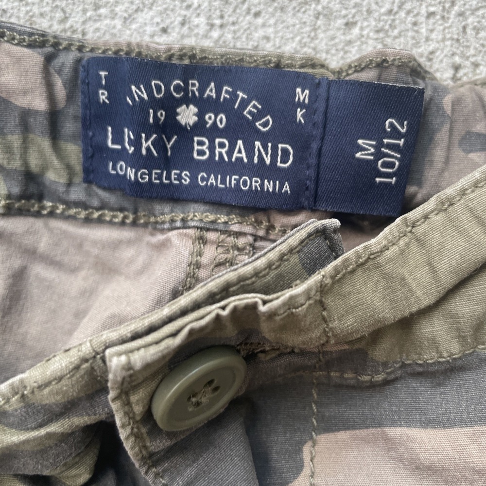 Boys Lucky Brand Camo Cargo Shorts Size M 10-12 Green Adjustable‎ Waist Pockets - Picture 5 of 9
